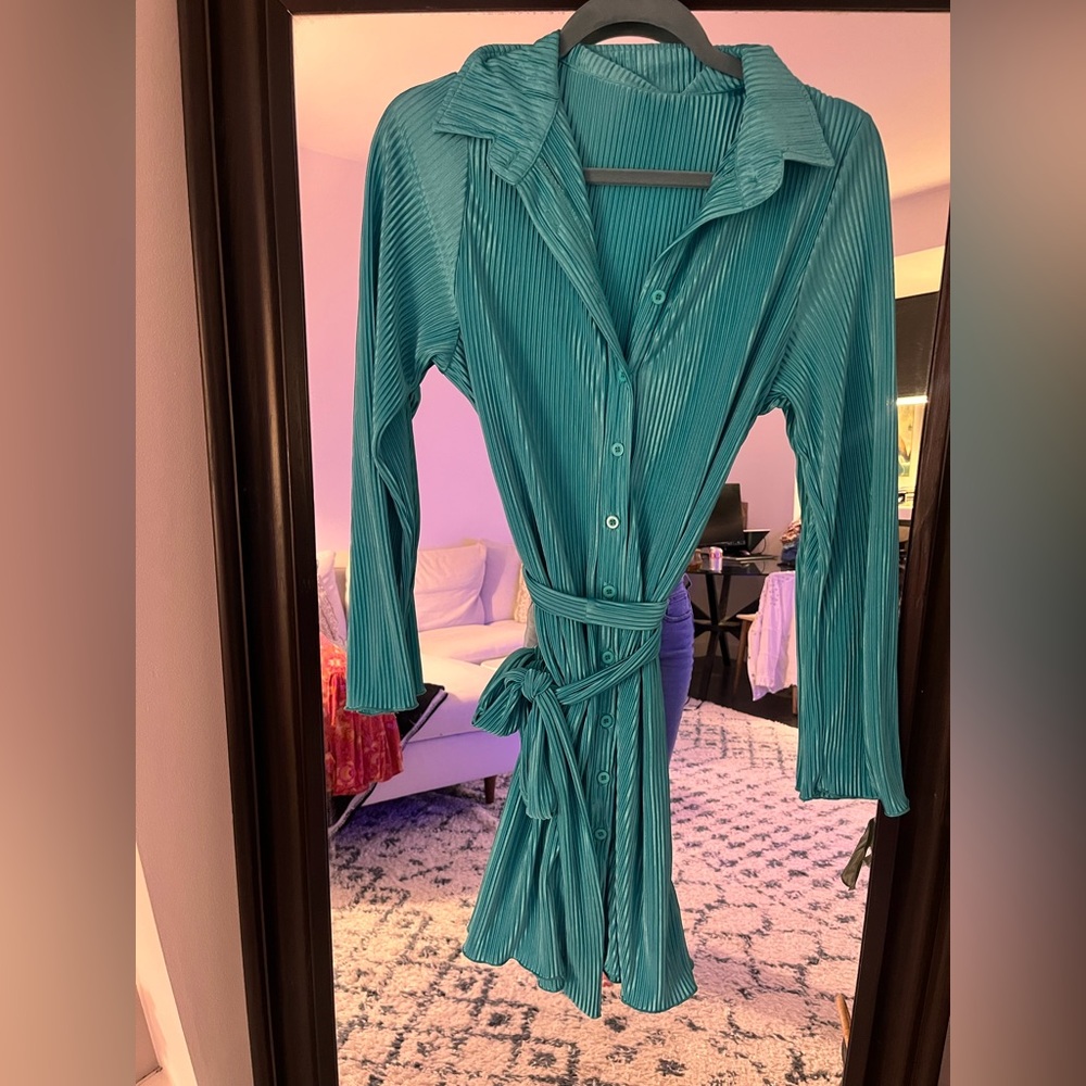 Turquoise Retro Style Wrap Dress - Never Worn, Size S